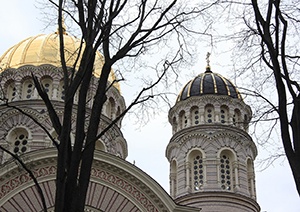 Kyrka och träd.